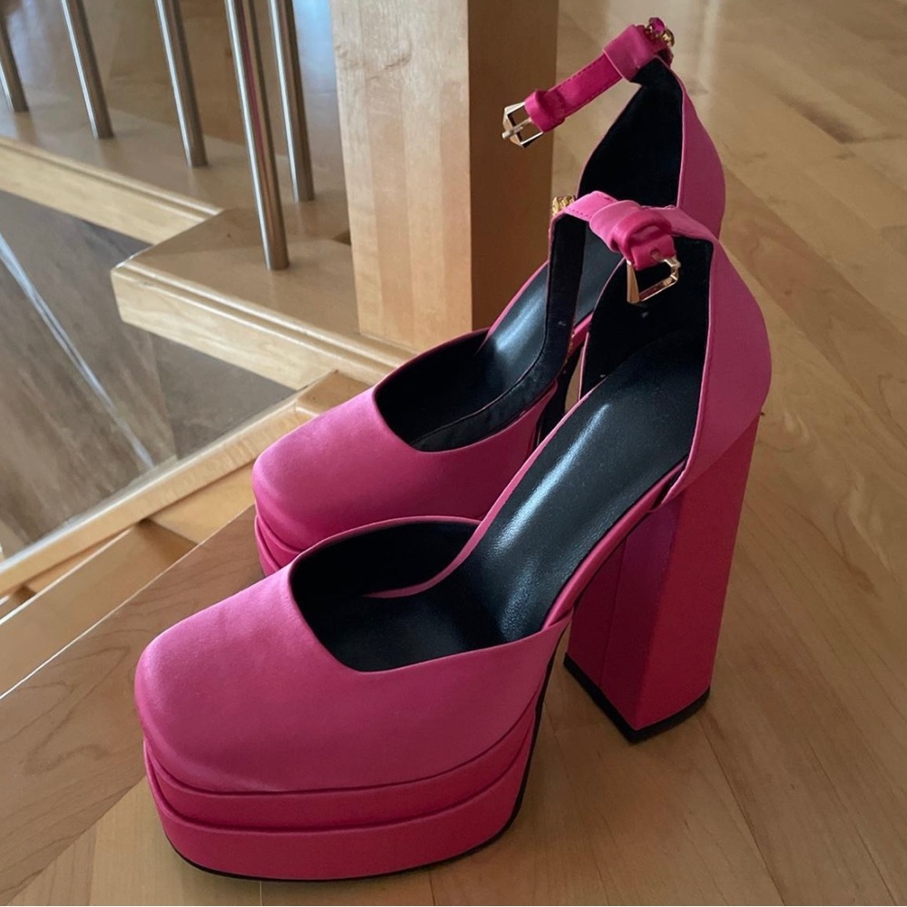 Hot pink platform heels